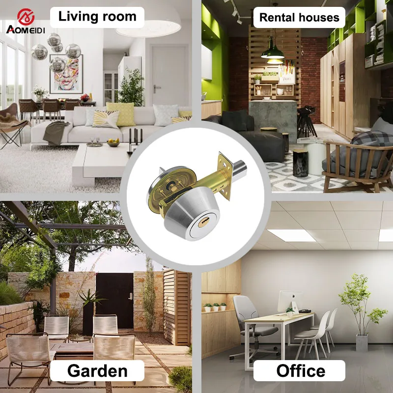 304 Stainless Steel Anti-theft Door Lock Three keys pure brass lock cylinder durable and rust-proof adjustable deadbolt