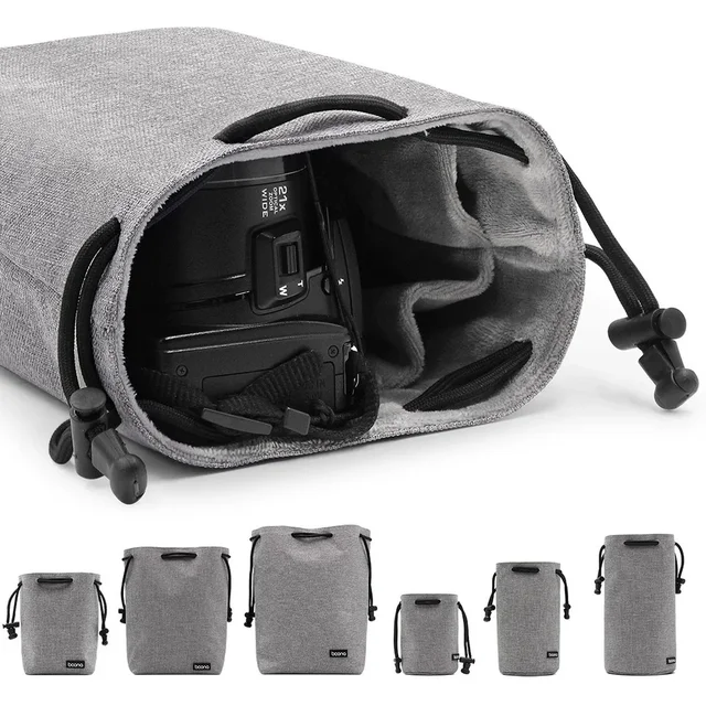 BOONA Camera Bag Backpack Lens Bag Drawstring Pouch Fleece Waterproof Camera bag Protect for DSLR Nikon Canon Sony Pentax 2