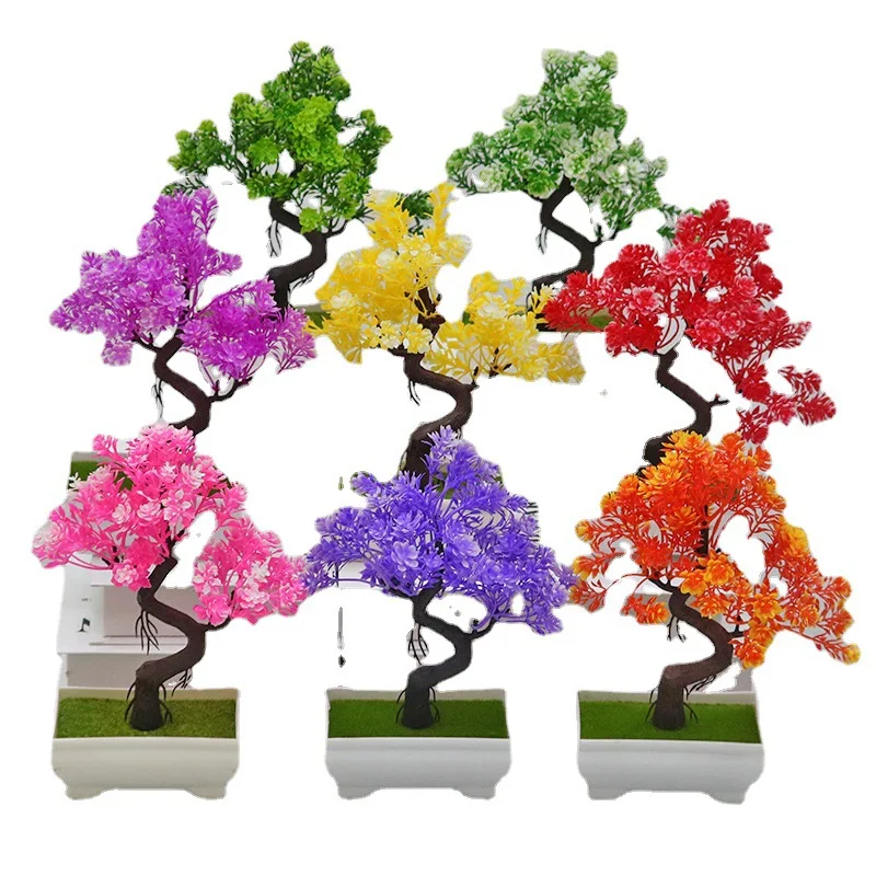 Artificial Plants Bonsai, Fake Flowers Potted Ornament, Small Tree Pot Plant For Hotel Garden Office Home Desk Decoration