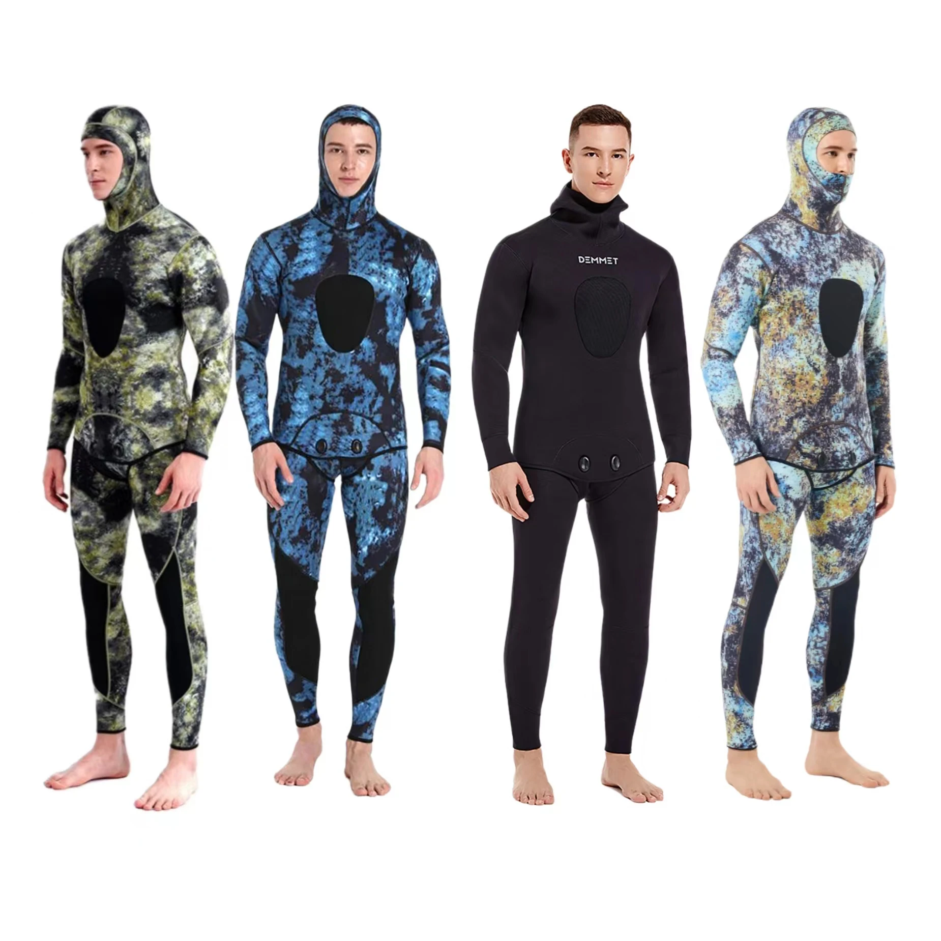 3mm CR Freediving Hunting Fish Suit Camouflage Two Piece Wetsuit for Men Snorkeling Kayak Swimming Harpoon Fishing Diving Suits diving suits,kayak dry suit