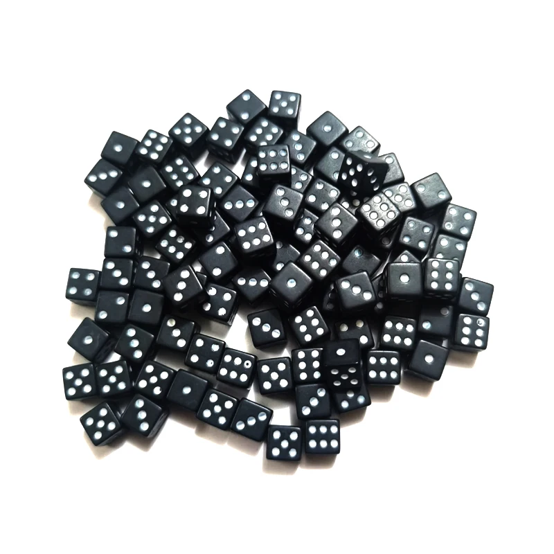 100Pcs Mini Small D6 Black Dice 8mm 10mm 12mm With Square Angle Color