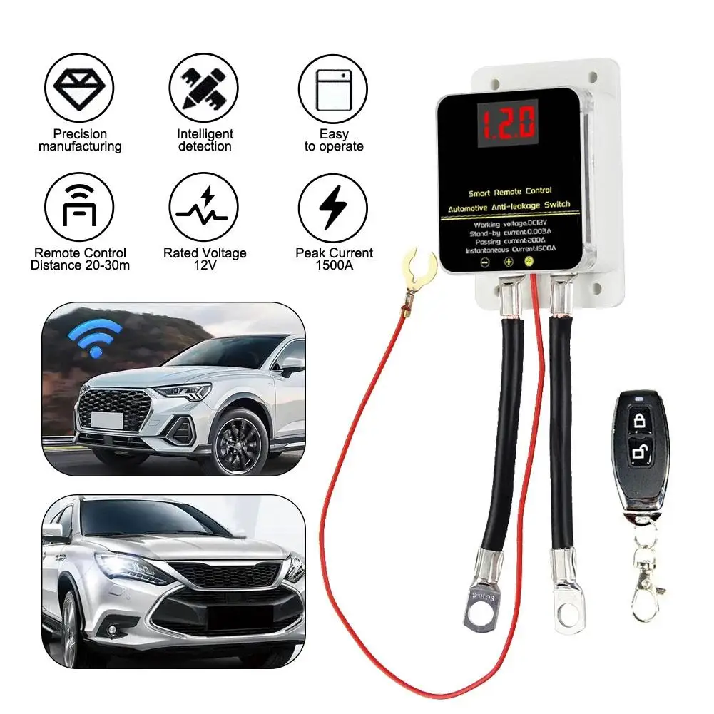 For 12VDC Car Truck Trailer Battery Disconnect Switch Relay Protection LED Magnetic Lock Control Display Leakage Remote Wir E7B7