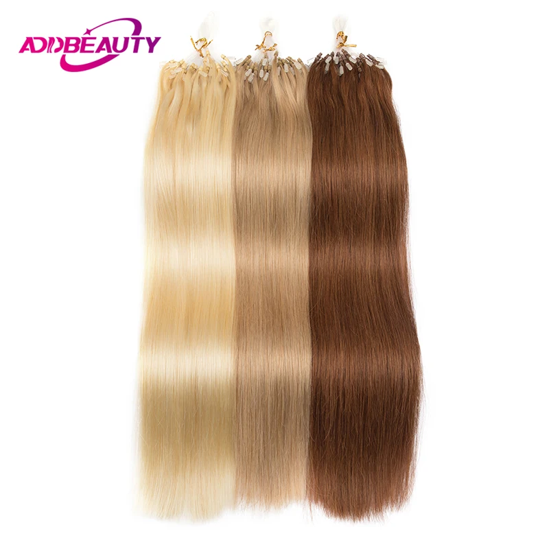Loop Micro Ring Hair Extensions Addbeauty Straght Micro Beads Human Hair Extension Invisible Fishing Line for Women Natural