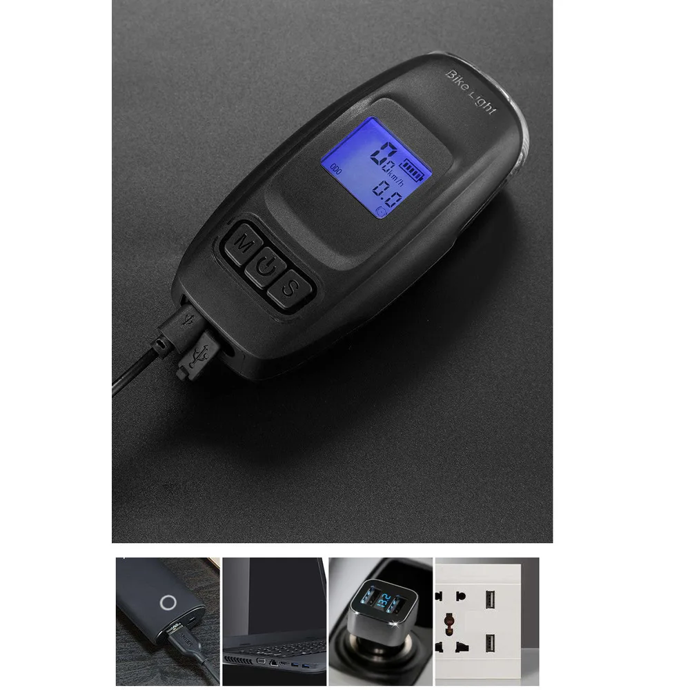 Bicycle mountain bike multifunctional integrated USB charging code table with horn light riding accessories_voghion.com