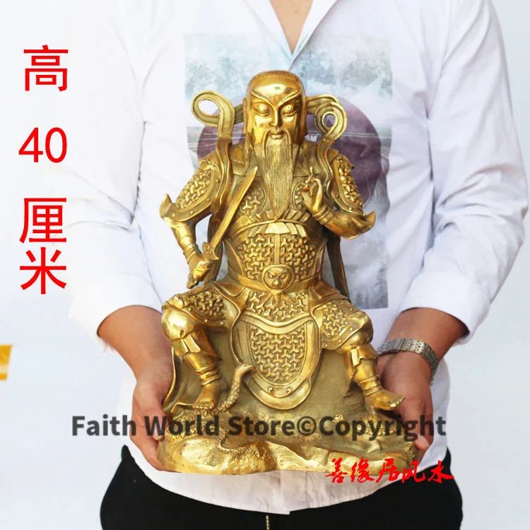 

40CM Large -Company shop home Mascot TOP efficacious Talisman Protection Chinese FENG SHUI Zhen wu ZUSHI YE Brass statue
