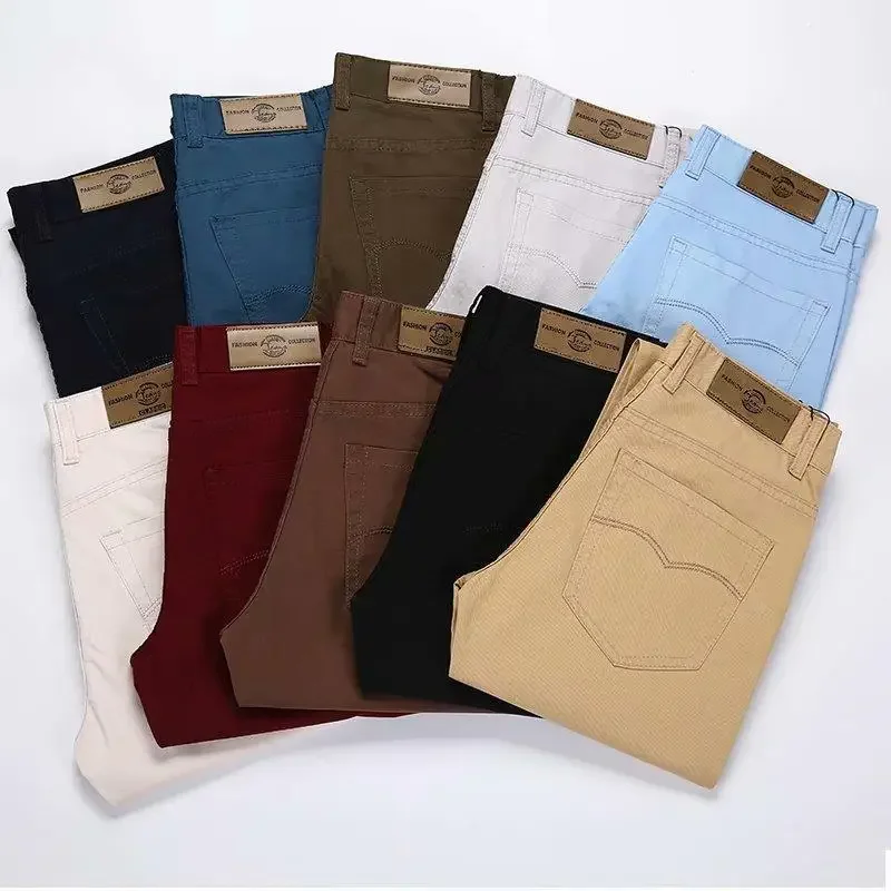 Pantaloni Casual da uomo primavera autunno gamba dritta Slim Fit pantaloni da esportazione leggeri in stile coreano tinta unita gioventù 4