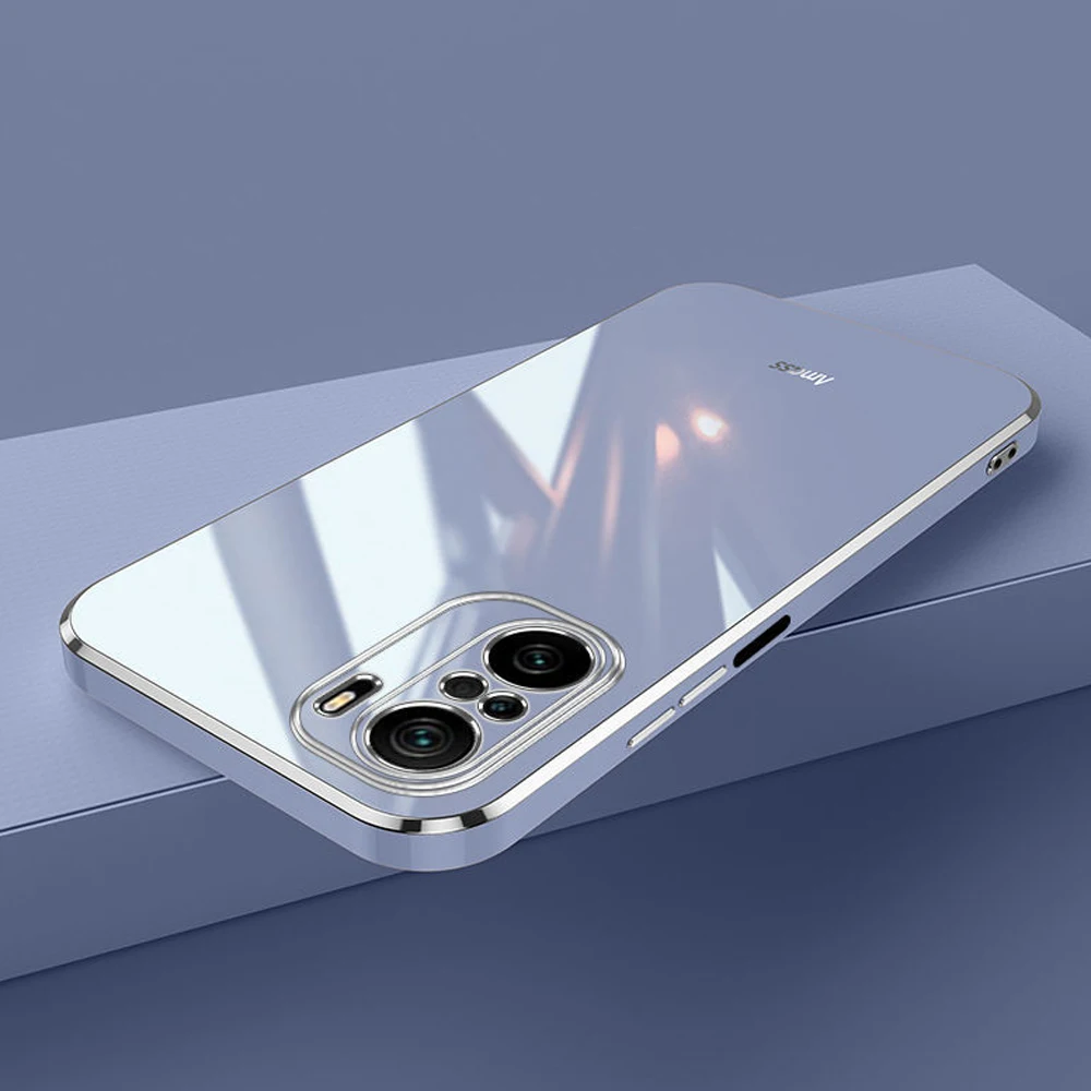 Luxury Square Plating Shockproof Silicone Phone Case and Back Cover