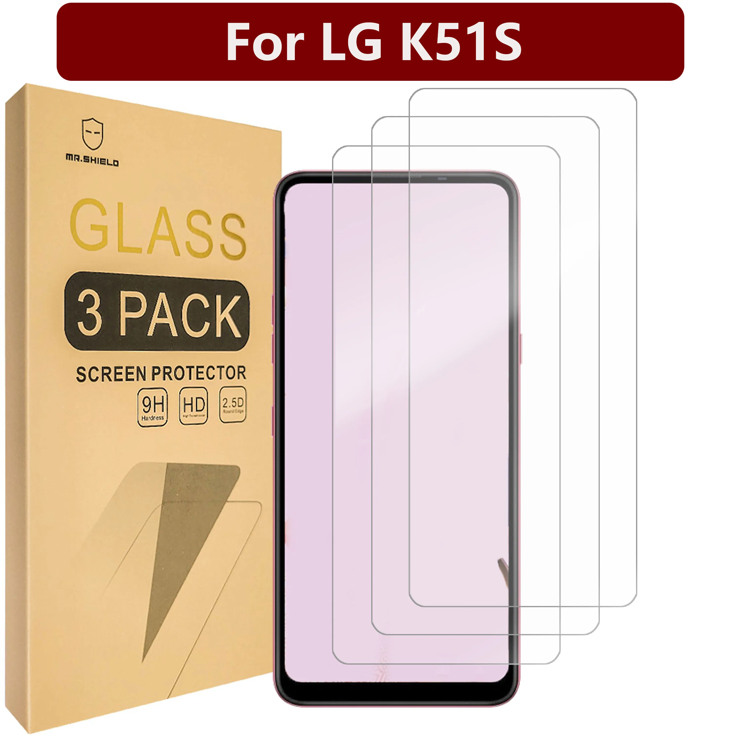 

Mr.Shield [3-Pack] Designed For LG K51S [Tempered Glass] [Japan Glass with 9H Hardness] Screen Protector