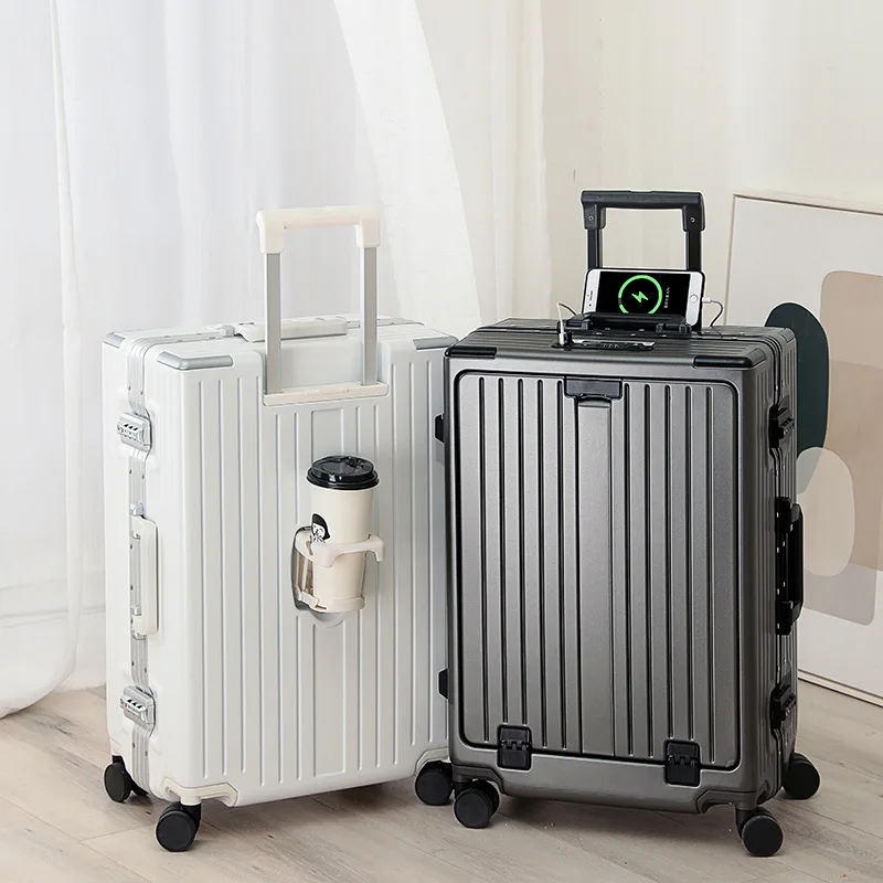 Travel Suitcases Offers with Wheels Bag Marker Replica 2023 Front Opening Universal Boarding Wheel TSA Aluminum Frame Men's and