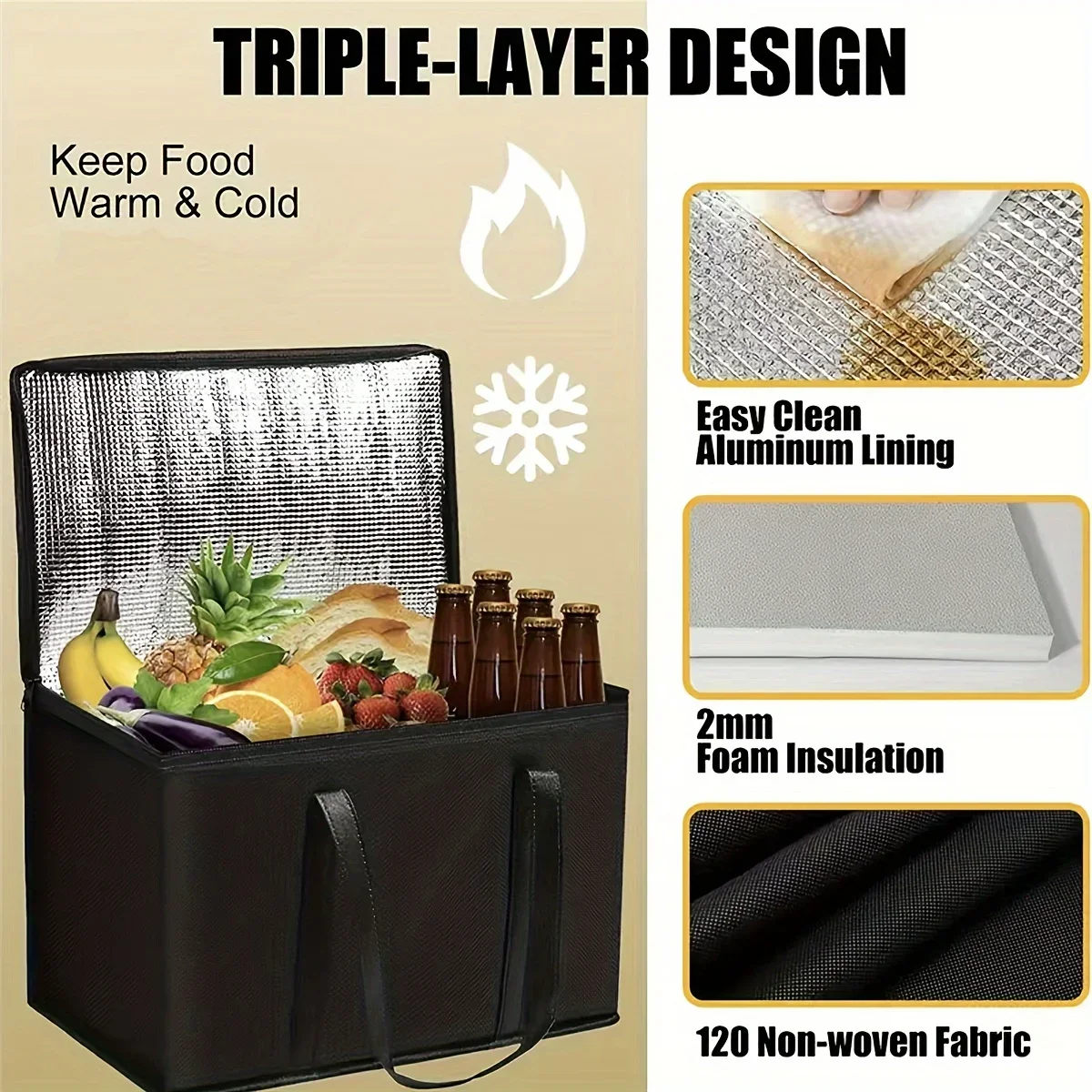 1 Pc Portable Insulated Cooler Outdoor Camping Travelling Bbq Catering Materials Zipper Bag Picnic Folding Insulated Bag