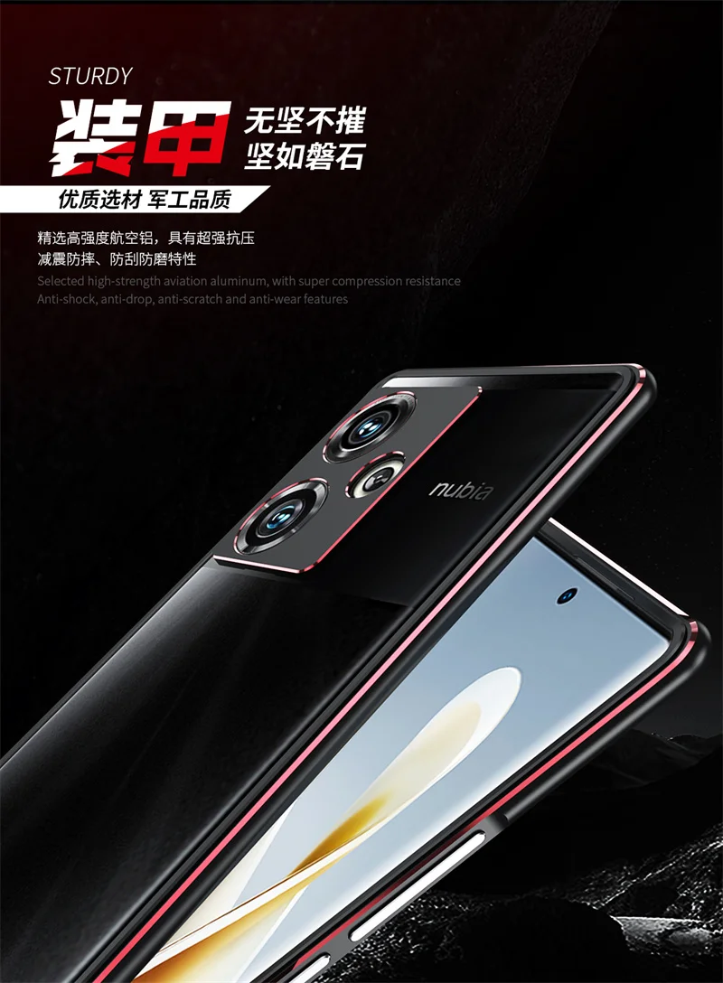 ZTE Nubia Z50 NubiaZ50 NX711J Bumper Aluminum Metal Frame Cover Hard Case for ZTE Nubia Z50 NX711J Bumper with Lens Protector