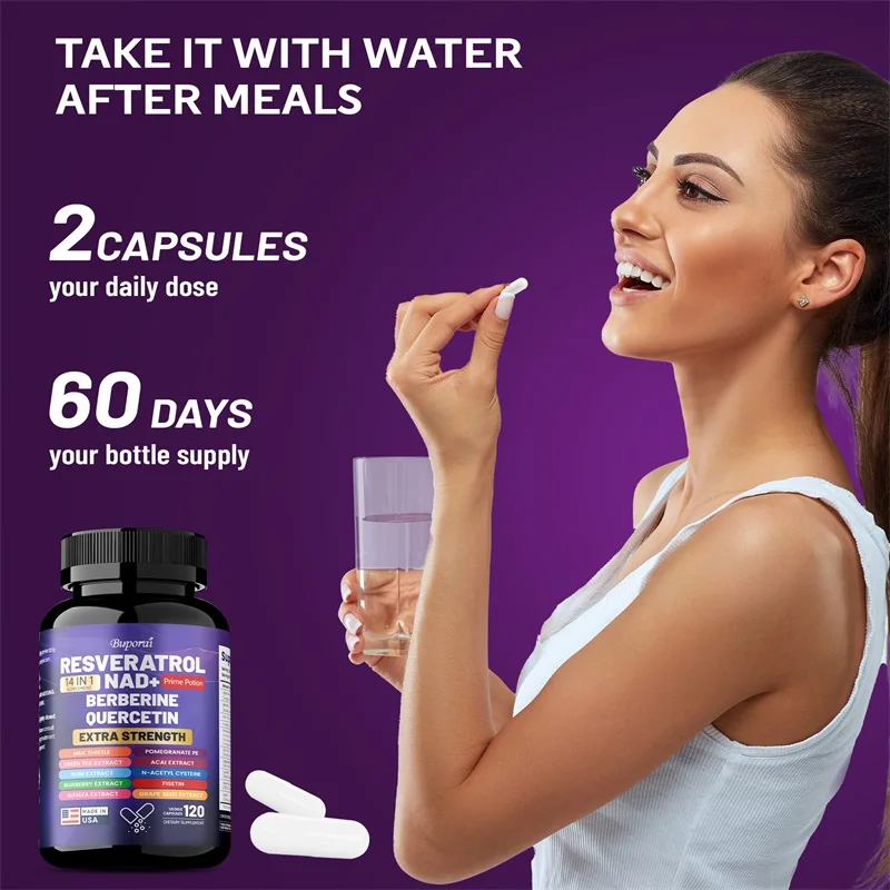 Resveratrol, Nad+, Berberina, Quercetina - Saúde da Pele, Antioxidantes, Auxilia a Saúde Geral e o Metabolismo._voghion.com