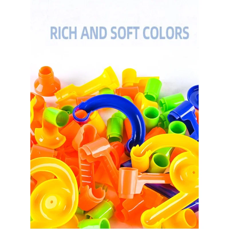 Children DIY Colourful building block slide assembly rolling ball variety Run track blocks small particle Educational toy kid