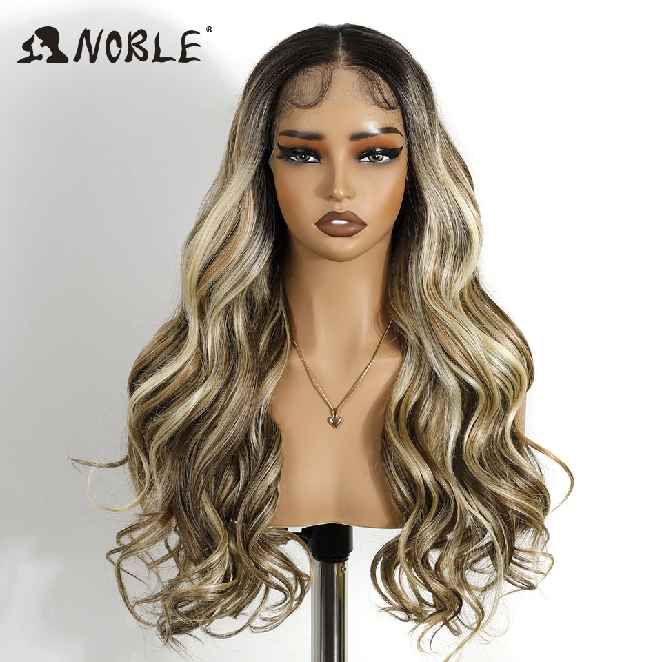 Noble Synthetic Lace Front Wig Body Wave HD Transparent 13X4 Lace Wig 24 Inch Baby Hair Lace Frontal Wig Wave Lace Wig For Women