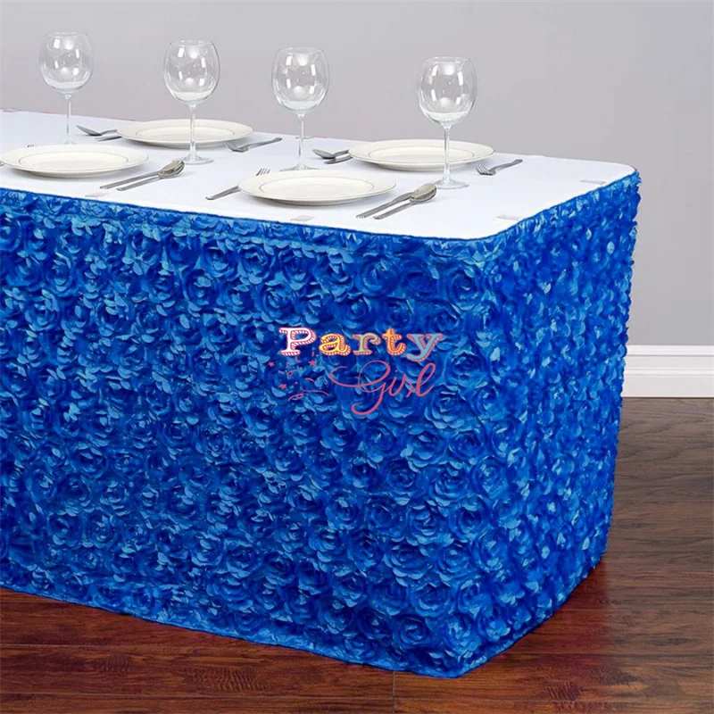 Satin Rose Tablecloth Skirting Cake Table Skirt For Wedding Event Decoration