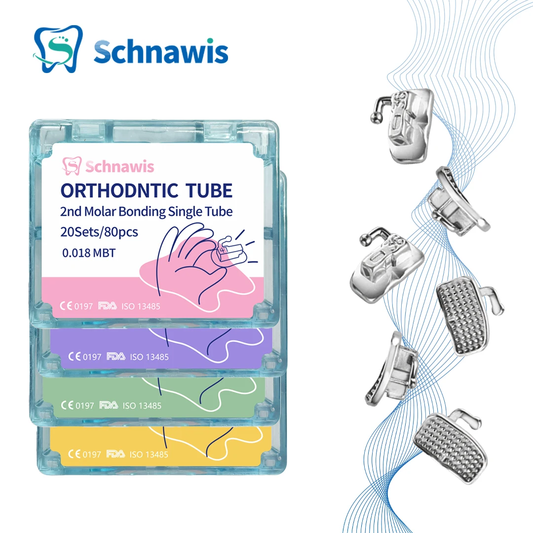 Tubos bucais molares ortodônticos dentários, monobloco bondable, tubo único não conversível, Roth MBT Material de Ortodoncia, 1 °, 20Set, 80pcs