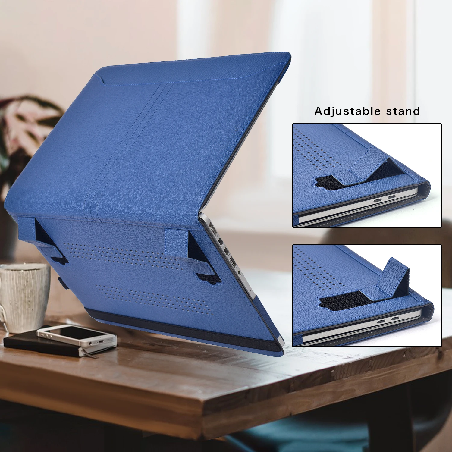 Estojo de Couro do Macbook Air pu com Aberturas e Função de Suporte 13 Polegada 2023 20232023 2023 A2337 m1 A2179 A1932 - Imagem 5