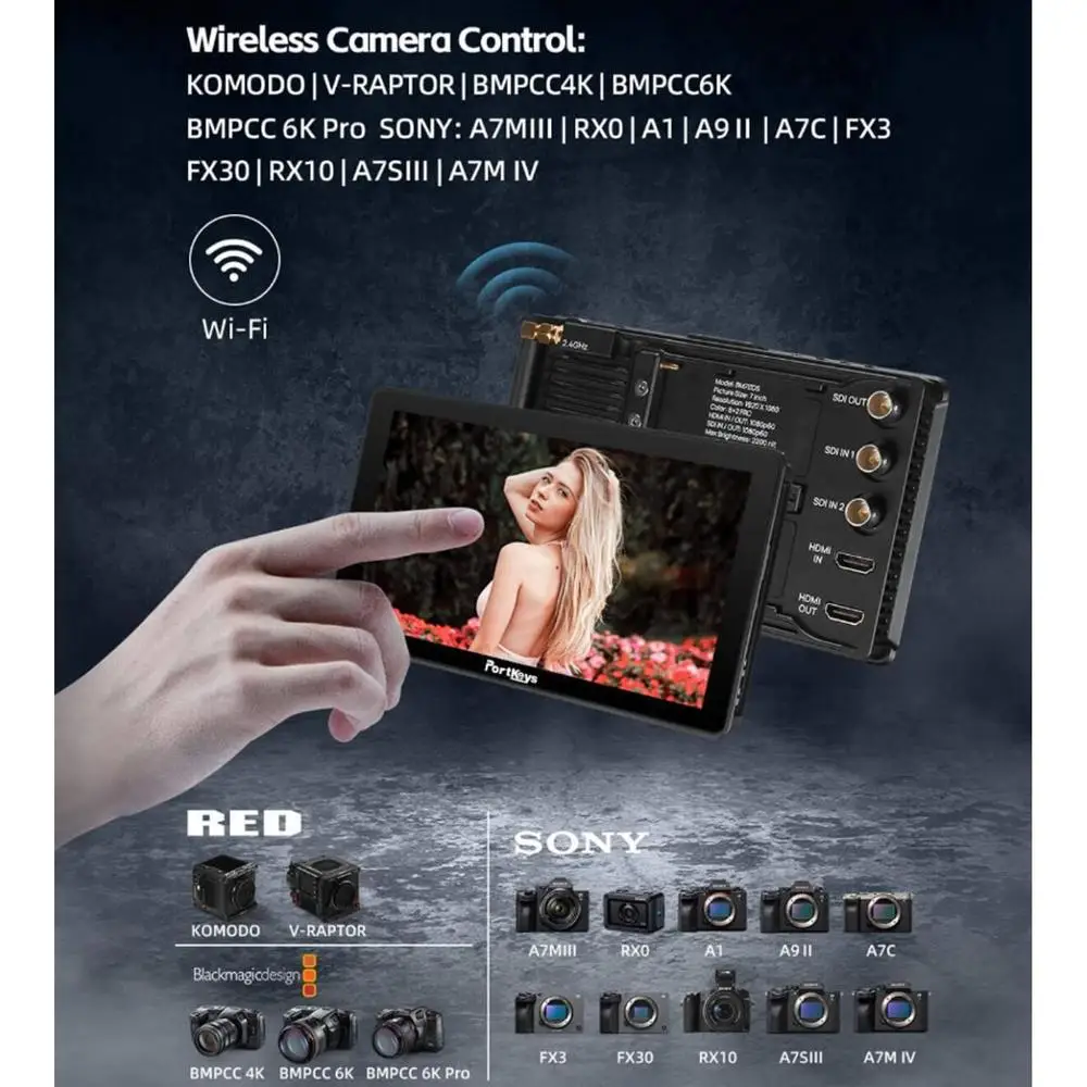 Portkeys BM7 II DS 7&Prime; Dual Touchscreen Camera Field Monitor 2200nit Ultra Brightness 4K 3D LUT for BMPCC KOMODO SONY DSMC2