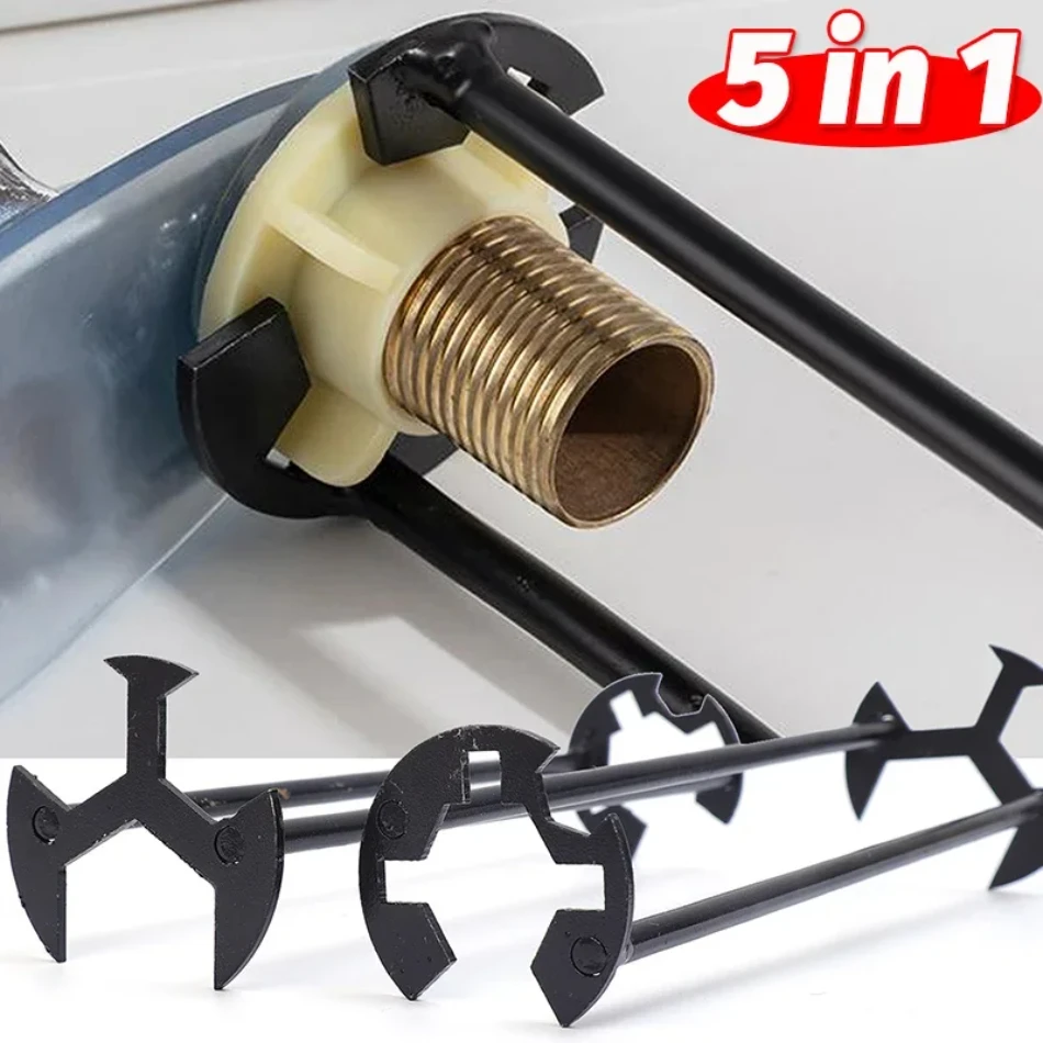 ประแจอเนกประสงค์ 5-in-1 สำหรับอ่างล้างจาน ทำจากเหล็กกล้าคาร์บอน ใช้เป็นประแจก๊อกน้ำ ประแจท่อประปา ชุดซ่อมอ่างล้างจานในห้องน้ำและห้องครัว พร้อมชุดเครื่องมือฮาร์ดแวร์ 1