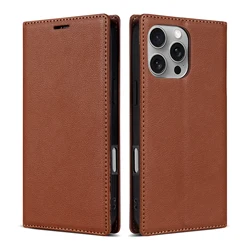 Sleek Retro Flip Leather Wallet Case with Card Slot Holder - iPhone 13 Mini (Brown)