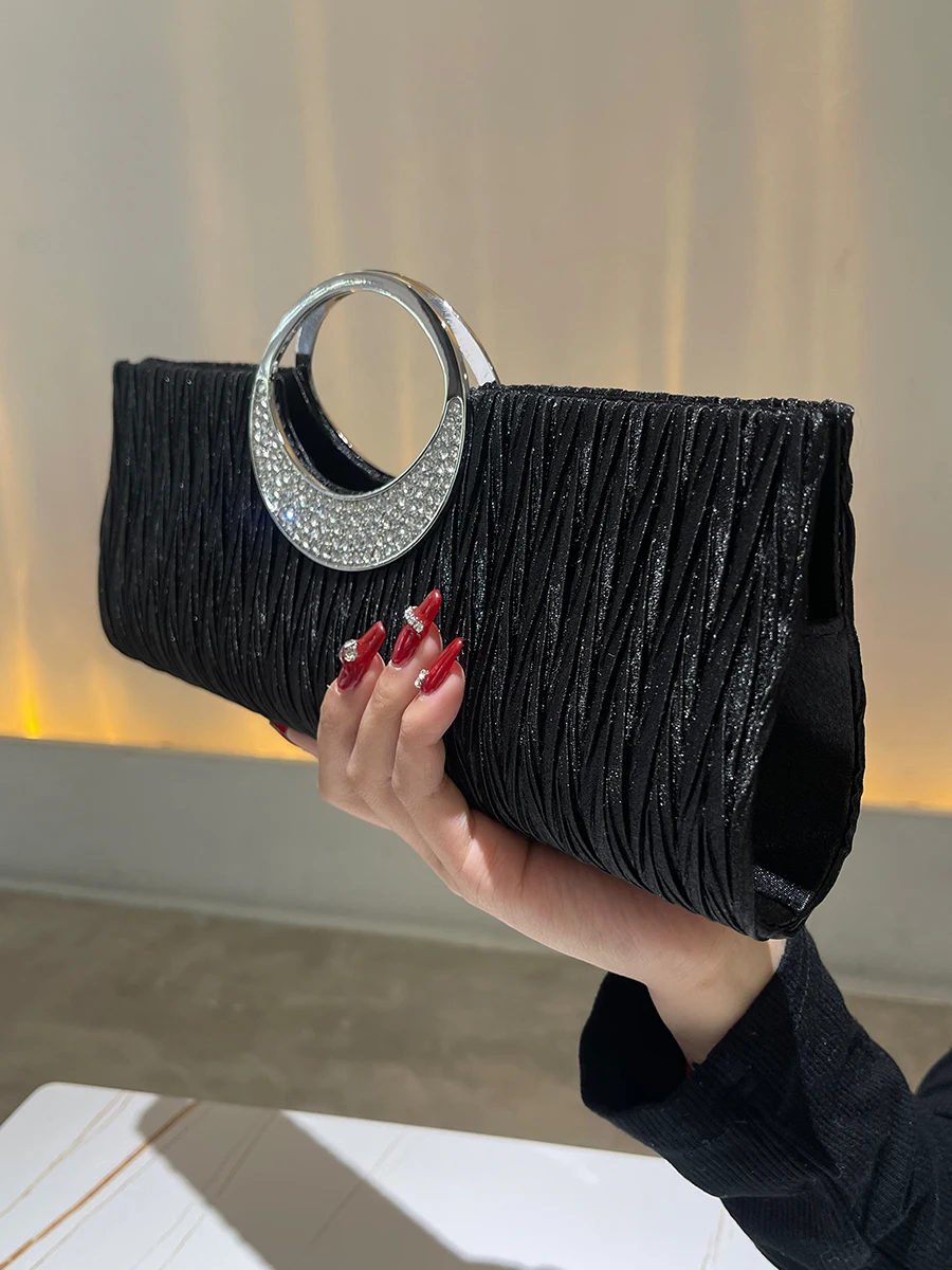 Sourcing Map Pochette Da Sera Con Strass – Borsa Donna Con 2 Catene, Per Matrimoni E Feste (Rosa)