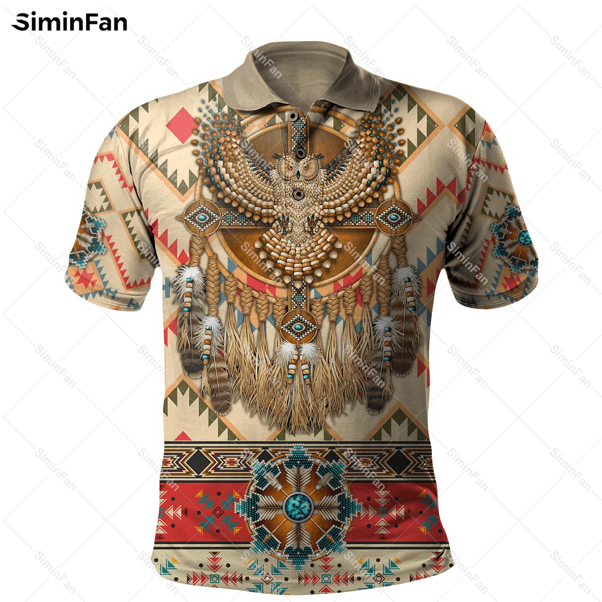 

Этническая рубашка поло с 3D принтом орла, Мужская теннисная футболка с отложным воротником, летняя футболка унисекс с отложным воротником, Женский Повседневный Топ
