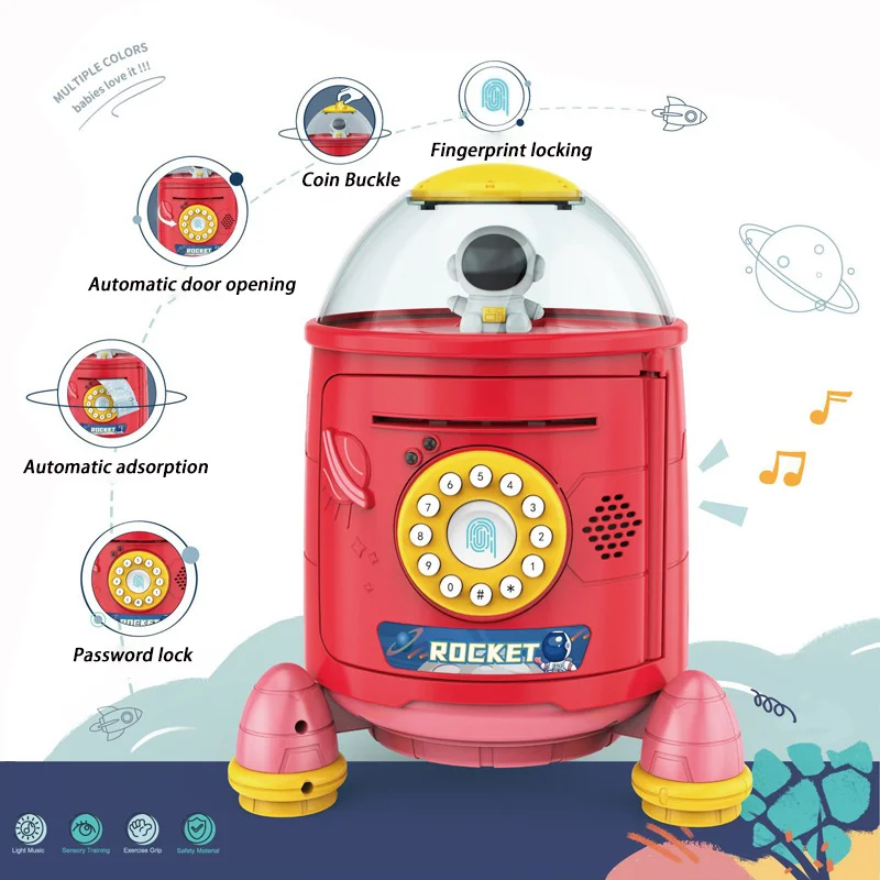 Space Rocket Electronic Piggy Bank Toy Savings Money Saving Box Moneybox Automatic Roll Money Fingerprint Password Insurance 18 Space Rocket Electronic Piggy Bank Toy Savings Money Saving Box Moneybox Automatic Roll Money Fingerprint Password Insurance