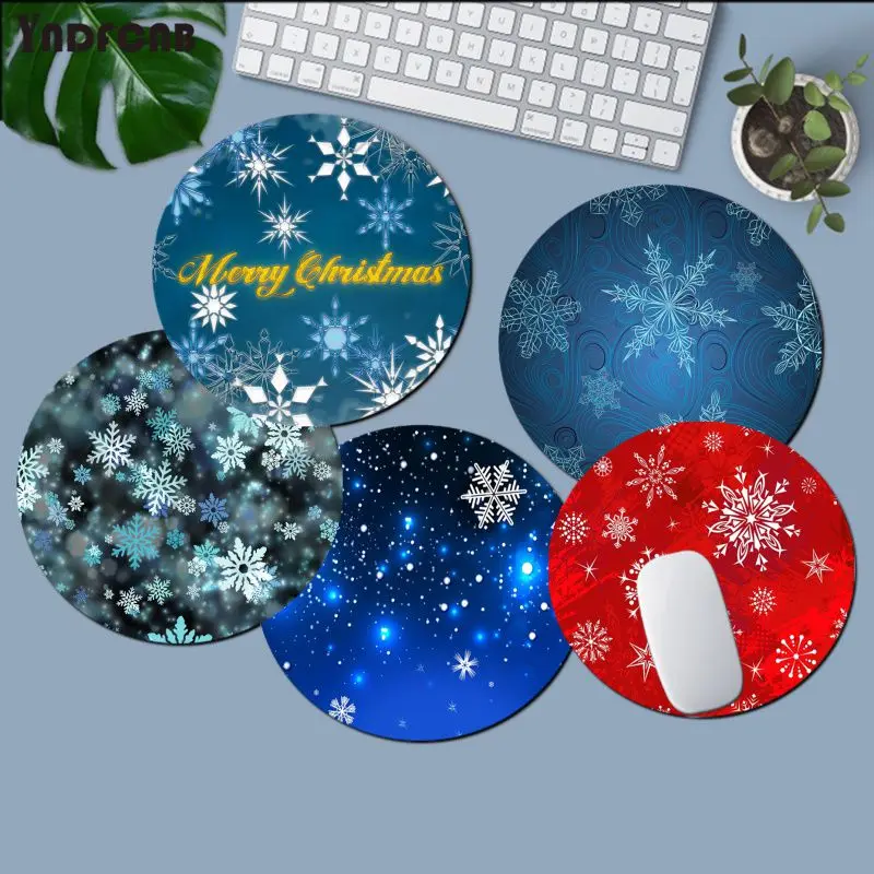 

christmas snowflakes Mousepad Round Custom Skin Desktop Desk Mat Kawaii Gaming Accessories Students Writing Mouse Carpet