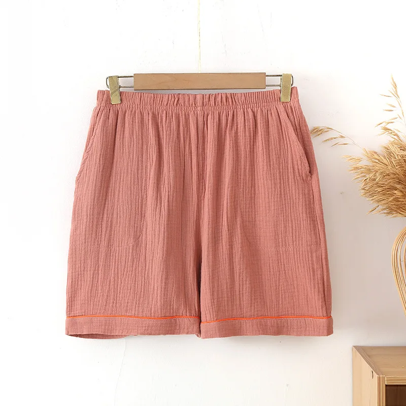 Pantalones De Mujer New Pure Cotton Crepe Women's Pajamas Pant Summer Night Wear Shorts Loose Ladies Sleepwear Home Pants_ecoleips.com