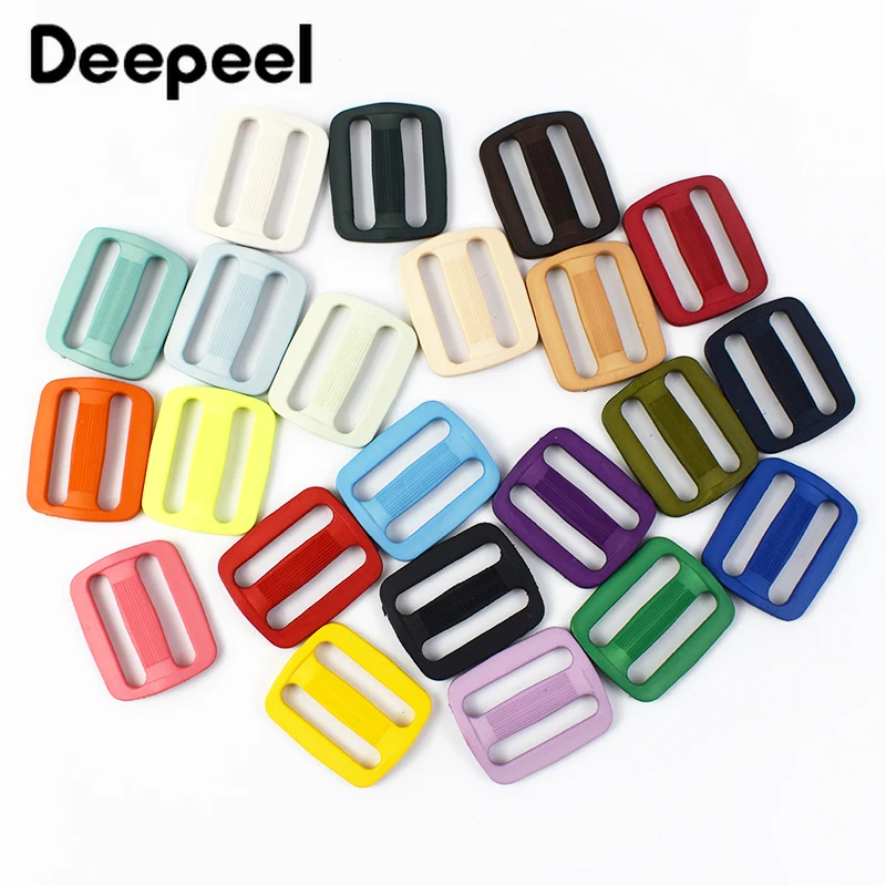 Deepeel 다채로운 플라스틱 트라이 글라이드 슬라이더 버클, 조정 가능한 링 버클, 웨빙 백 스트랩, 바느질 액세서리, 16mm, 20mm, 25mm, 31mm, 50 개