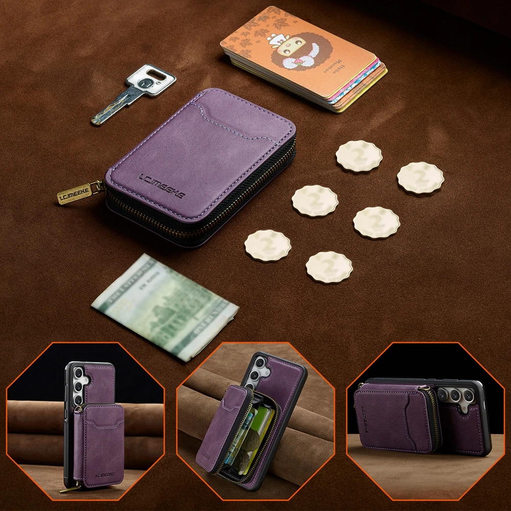 Leather Magnetic Wallet Case with Wireless Charging Functionality