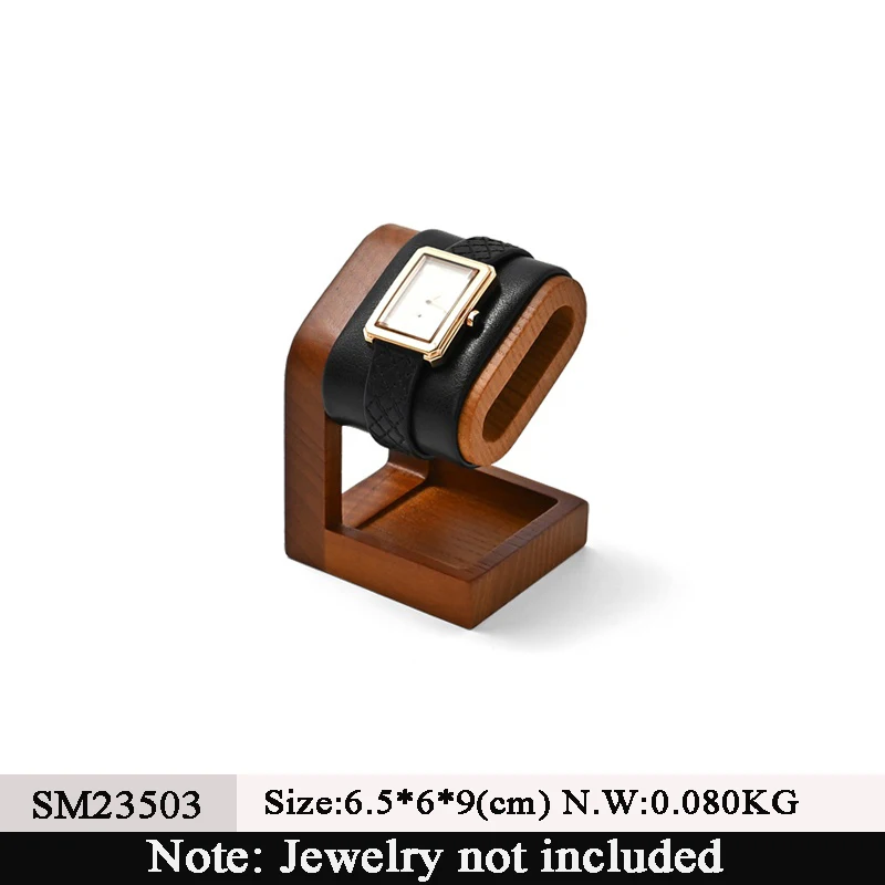 Supporto Per Gioielli In Legno Massello Con Barra A T - Espositore Per Orologi E Bracciali, Nero, 9x7x9,2 Cm