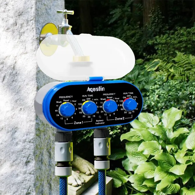 Valve à Bille à Deux Sorties pour Arrosage existent, Minuterie d'Eau à Quatre Cadrans, 0 Pression, Contrôleur d'Irrigation de Jardin, Cour 2