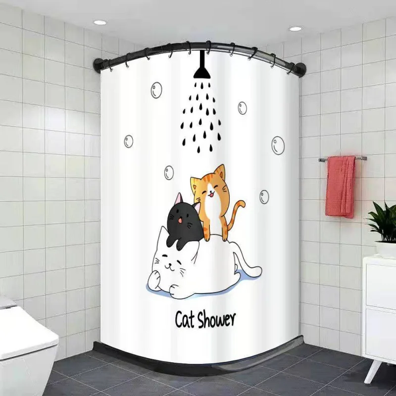 Bathroom Invisible Shower Curtain Magnetic Absorption Perforated Shower Room Partition Wet and Dry Separation Waterproof bathroom accessories set
