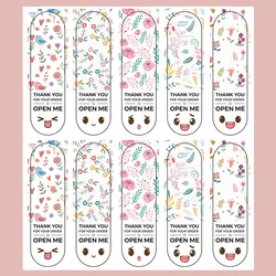 50-100pcs/pack Cute Thank You Stickers 2.5*9cm Sealing Label Scrapbook for Handmade Gift Package Decor Label Stickers Stationery