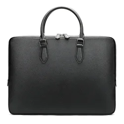 Genuine Leather Briefcase for Men, Large Capacity Laptop Bag with Business Style, Simple and Elegant, Cowhide Material