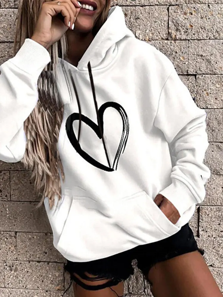 Winter Polyester Women s Hoodies Hooded Long Sleeve Pullover Pockets Loose Love Print Fashion Casual Hoodies AliExpress