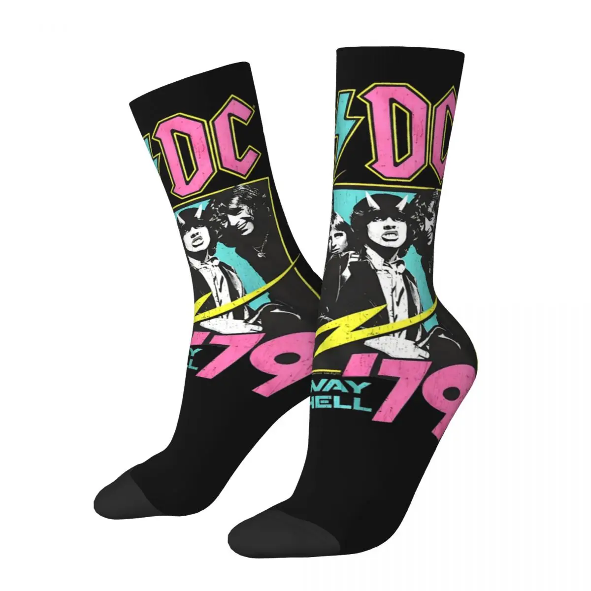 

Носки с музыкальной группой AC DC, мужские и женские Смешные Веселые носки, носки в стиле хип-хоп на весну, лето, осень, зиму, подарки