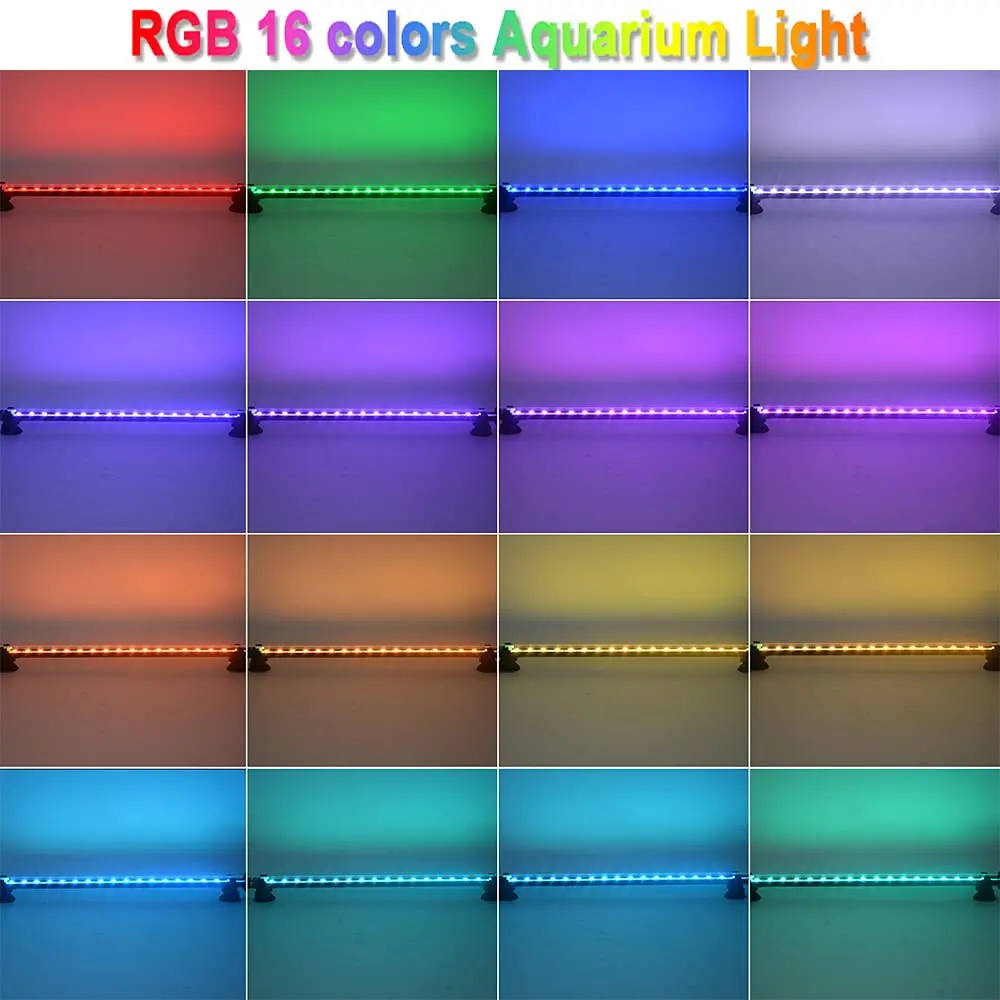 18cm 28cm 37cm 48cm Submersible LED Aquarium RGB Light Underwater Lamp Waterproof Lighting for Fish Tank with Remote Control aquarium light led lamp aquarium lamp