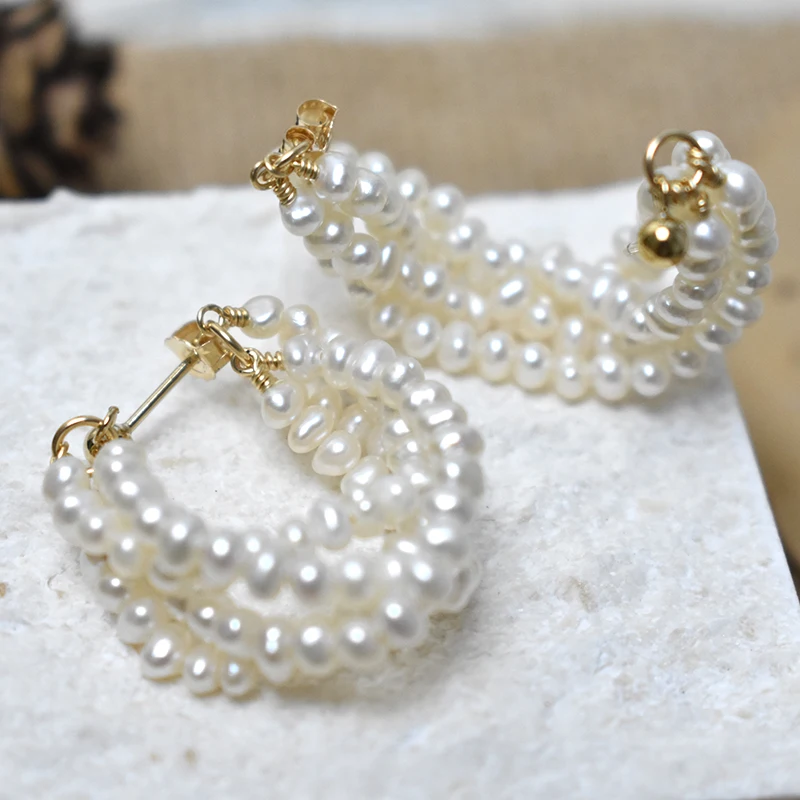 Natural Freshwater Seed Pearls Earrings 14K Gold Filled Jewelry  Handmade Jewelry Vintage Accessories Tarnish Resist Earrings