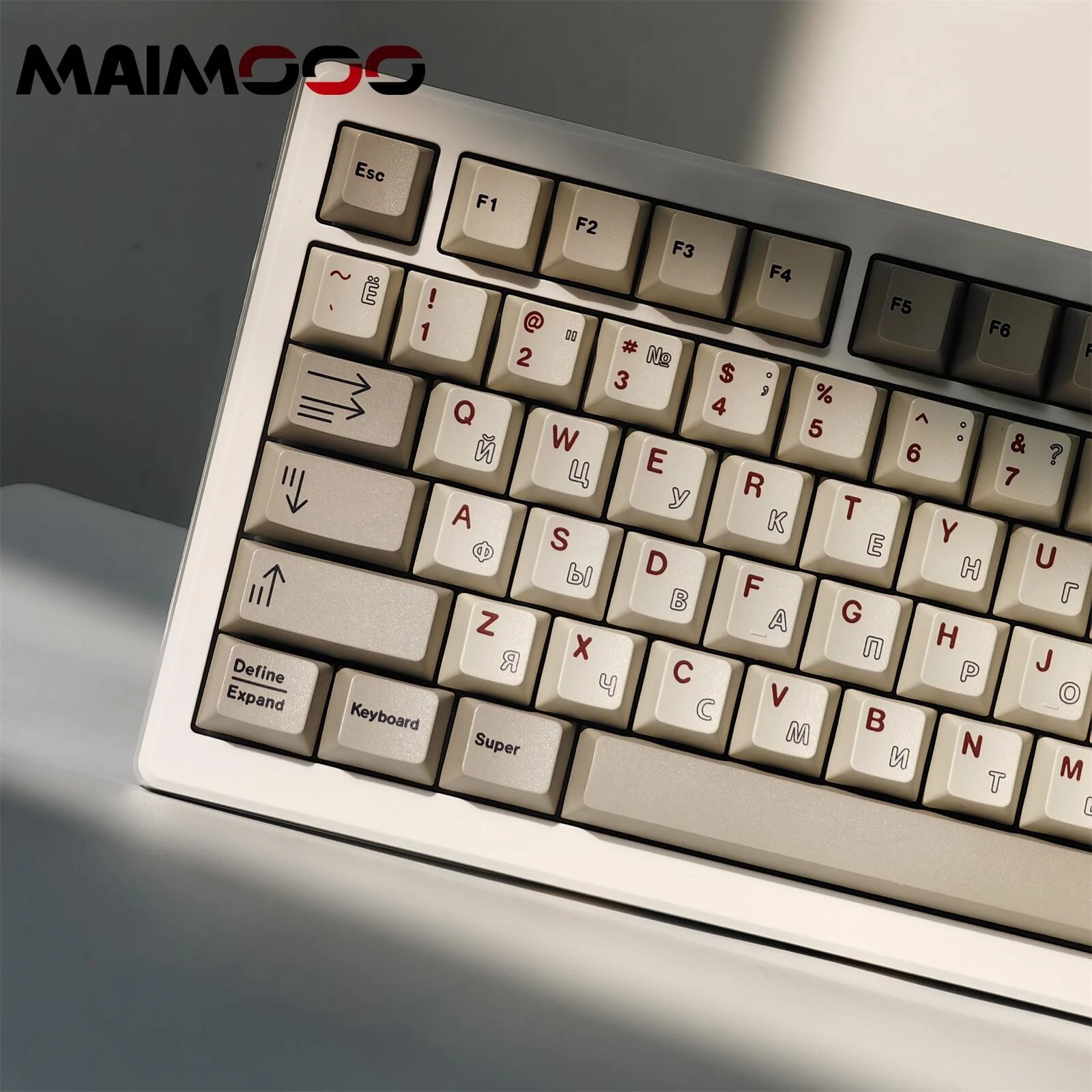 Maimooo-teclado Mecânico Simples Branco Keycaps 145 Chaves Textura Material Pbt Faça Você Mesmo Keycaps Periféricos Cereja Russo - Imagem 3