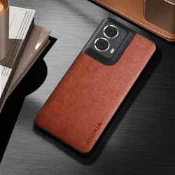 Classic Business Style PU Leather Phone Case Cover for Moto G06 (Brown)