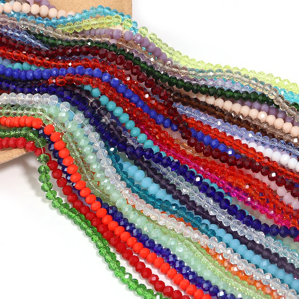 Round Faceted Colorful Glass Beads for Jewelry Making and DIY Projects