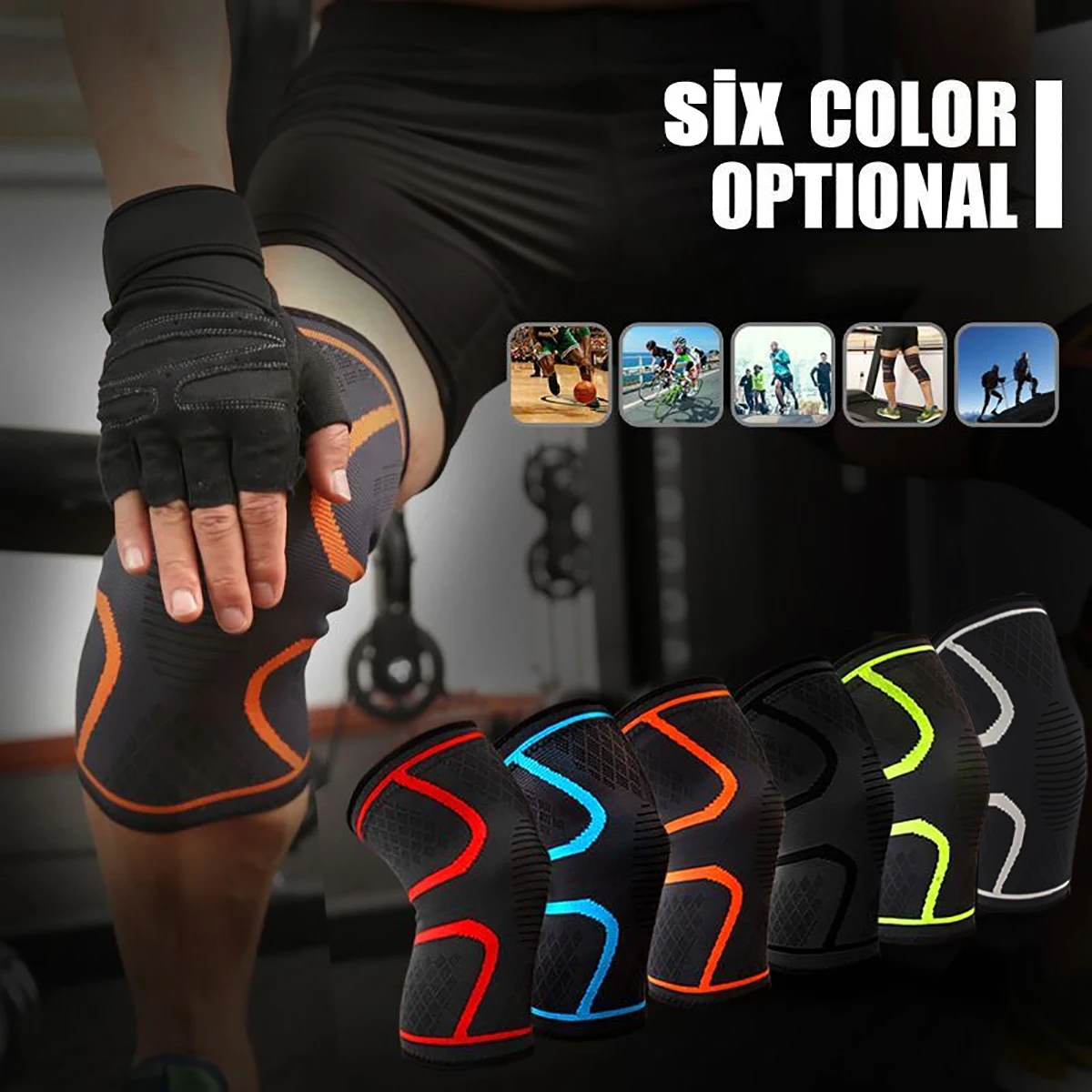 1PCS Elastic Sports Leg Knee Support Brace Wrap Protector Leg Compression Safety Pad Hiking Cycling Running Fitness Knee Pad