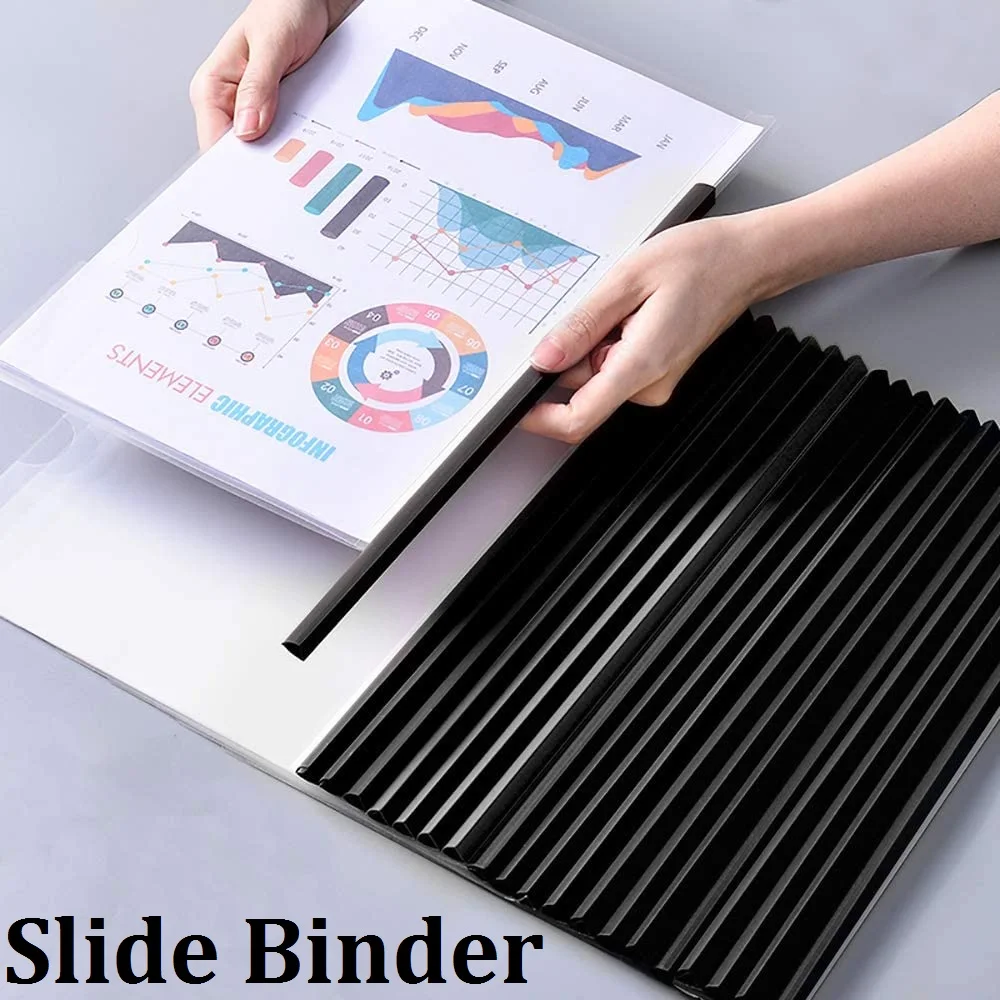 Book Binding Supplies Black Slide Grip Binder Bar For Reports Binding Size A4 Papers-40 Sheets Capacity