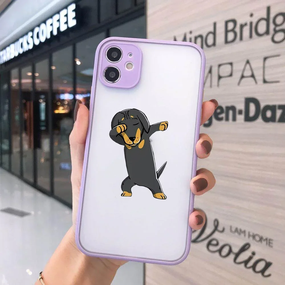 Cute Dog I Love Dachshunds Letter Phone Case for IPhone 15 14 13