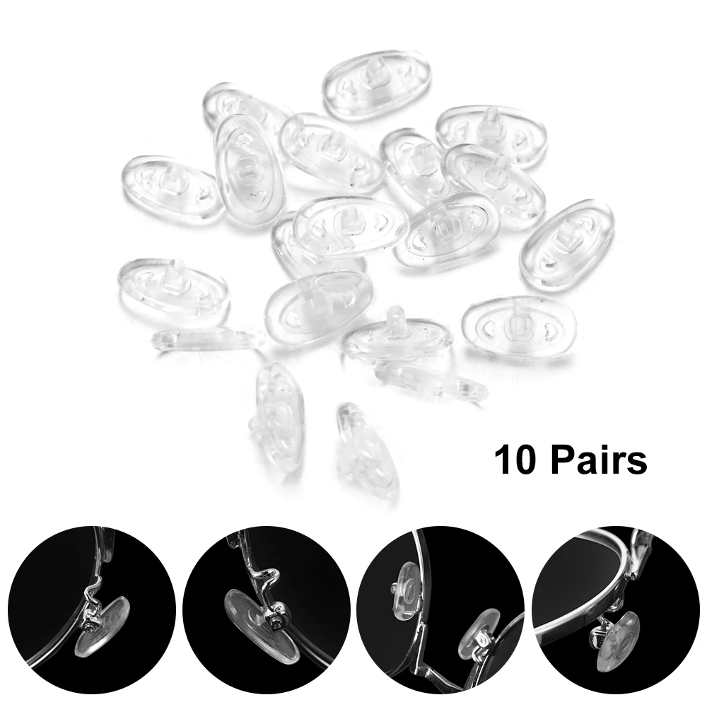 10 Pairs Packung Weichen Silikon Klar Sonnenbrille Gläser Brillen Oval Anti-Slip Schraube Auf Oval Nase Pads Brillen Zubehör teile – Detail 5