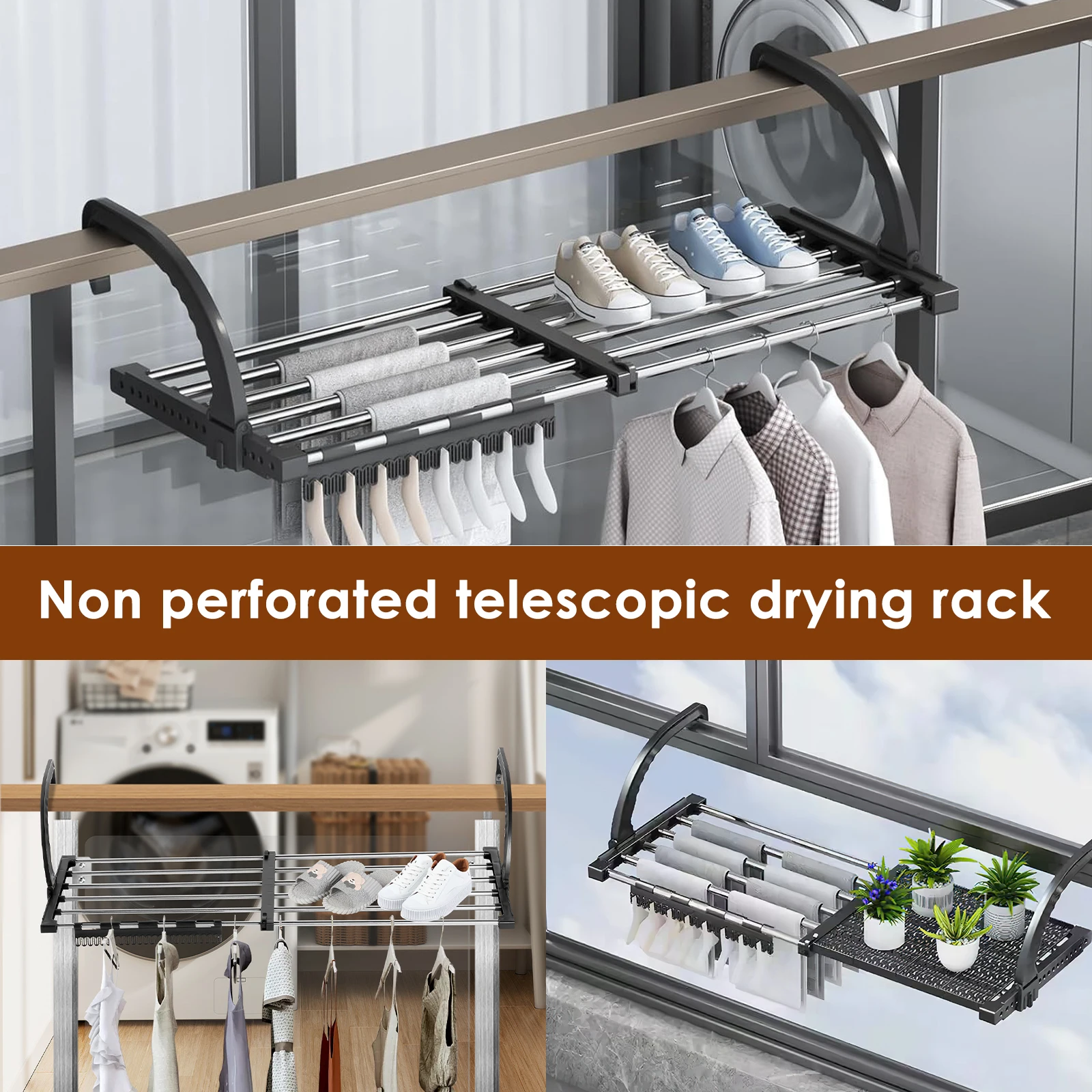 Stainless Steel Foldable Drying Rack Extendable Clothes Airer
