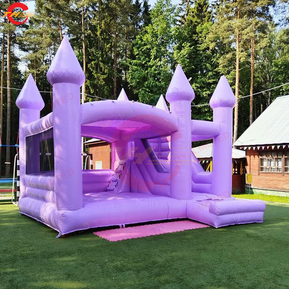 

Free Shipping Purple Inflatable Slide Bouncer Wedding Bounce House for Kids and Adults Party Rental