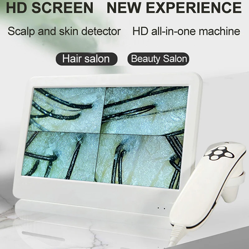 10 inch HD Display Professional Skin Analyzer 50X/200X Magnifying Scalp Test Device Pore Magnifier Hair Follicle Scalp Detector